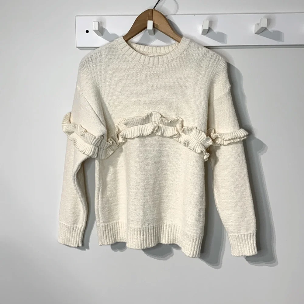 Zara Fancy Collection Ruffle Knit Sweater - Picture 1 of 5